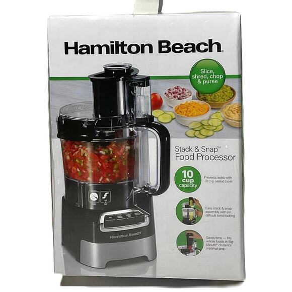 10-Cup Stack & Snap™ Food Processor with Big Mouth®, Black  Hamilton Beach- Food Stack & Snap Food Processor (10 Cup) * * *